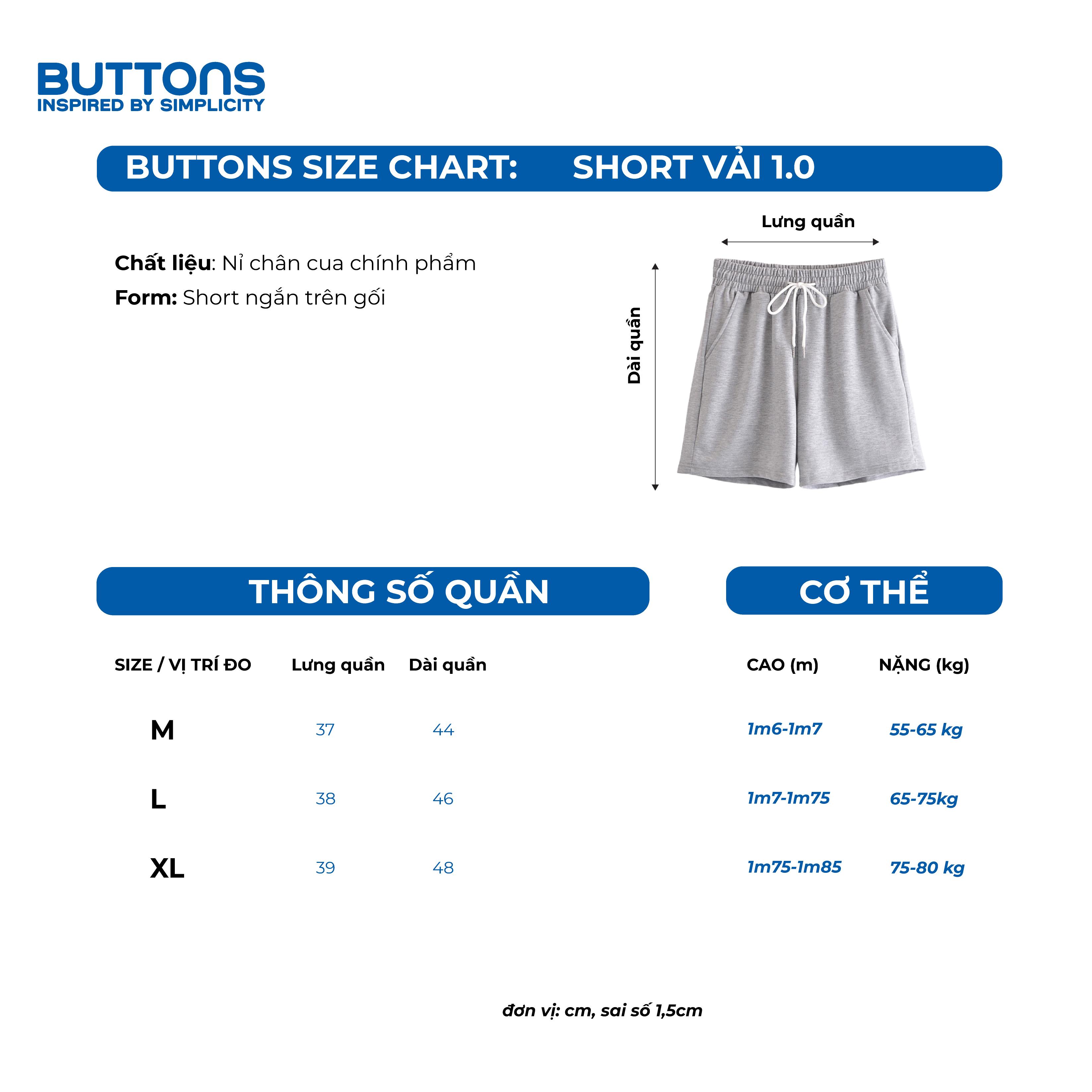 Short Wash Xám Cuốn Line BUTTONS Form Trên Gối HOT 2023 BUTTONS