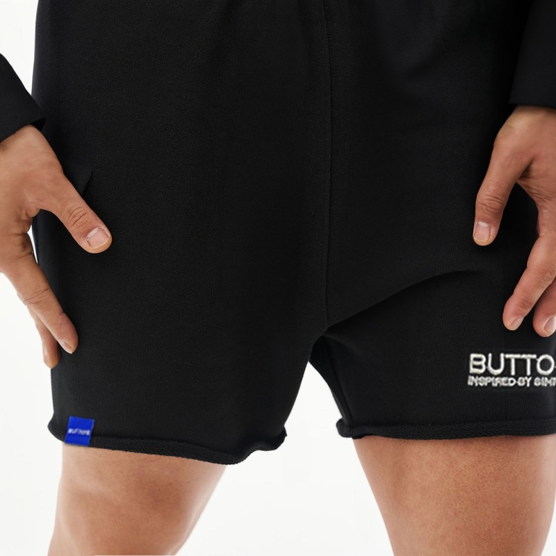 Quần Short Cắt Lai BUTTONS Màu Đen Form Regular Ngắn Trên Gối , Quần đùi nam ngắn trên gối