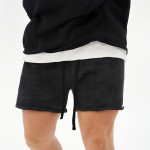 Quần Short Cắt Lai BUTTONS Màu Đen Wash Form Regular Ngắn Trên Gối , Quần đùi nam ngắn trên gối