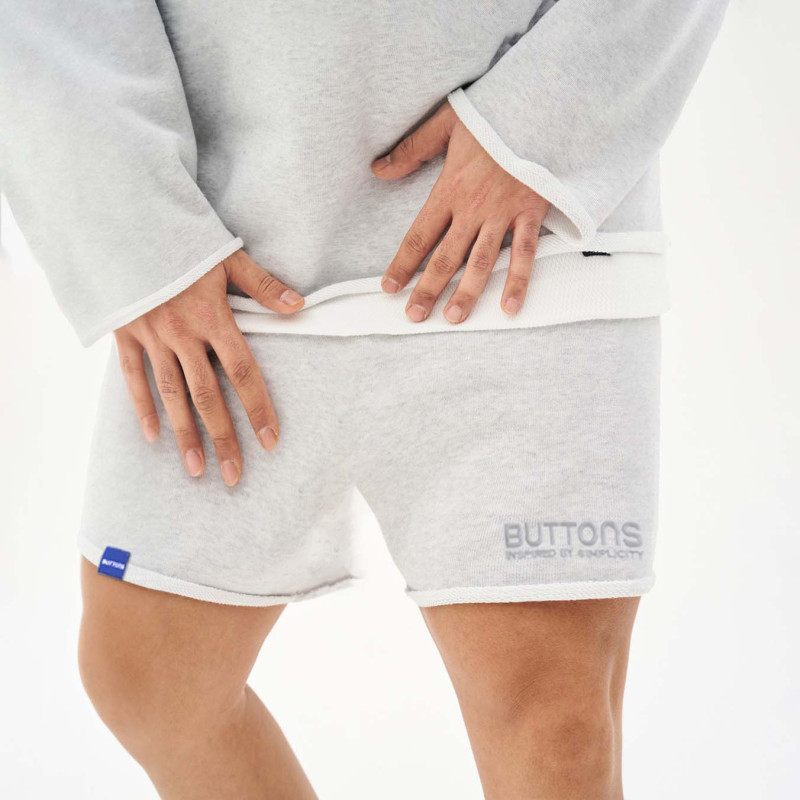 Quần Short Cắt Lai BUTTONS Màu Xám Form Regular Ngắn Trên Gối , Quần đùi nam ngắn trên gối