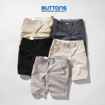 Quần Short Kaki BUTTONS Màu Kem Nhạt Form Dáng Regular Vải Kaki Mềm Mịn Mát