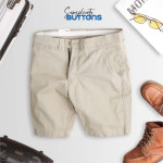 Quần Short Kaki BUTTONS Màu Kem Nhạt Form Dáng Regular Vải Kaki Mềm Mịn Mát