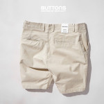 Quần Short Kaki BUTTONS Màu Kem Nhạt Form Dáng Regular Vải Kaki Mềm Mịn Mát