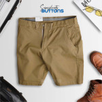 Quần Short Kaki BUTTONS Màu Nâu Form Dáng Regular Vải Kaki Mềm Mịn Mát