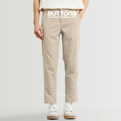 Quần Dài Kaki Pant BUTTONS Màu Kem Form Dáng Regular Vải Kaki Mềm Mịn Mát