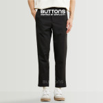 Quần Dài Kaki Pant BUTTONS Màu Đen Form Dáng Regular Vải Kaki Mềm Mịn Mát