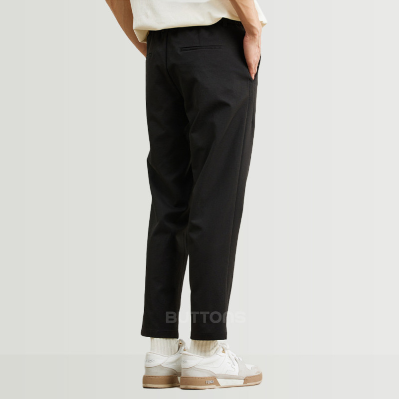 Quần Dài Kaki Pant BUTTONS Màu Đen Form Dáng Regular Vải Kaki Mềm Mịn Mát