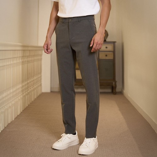 Quần Âu Dài 100% Cotton Form Fitted Màu Xám