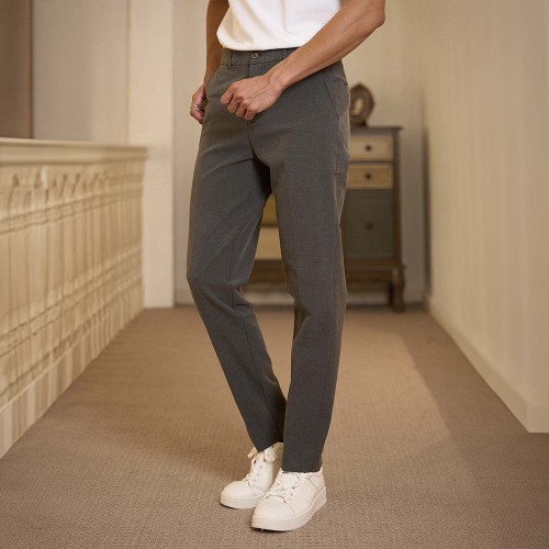 Quần Âu Dài 100% Cotton Form Fitted Màu Xám