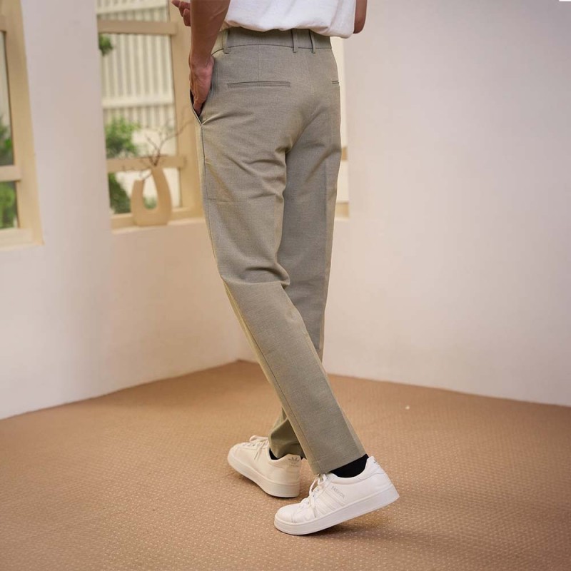 Quần Âu Dài 100% Cotton Form Fitted Màu Apricot