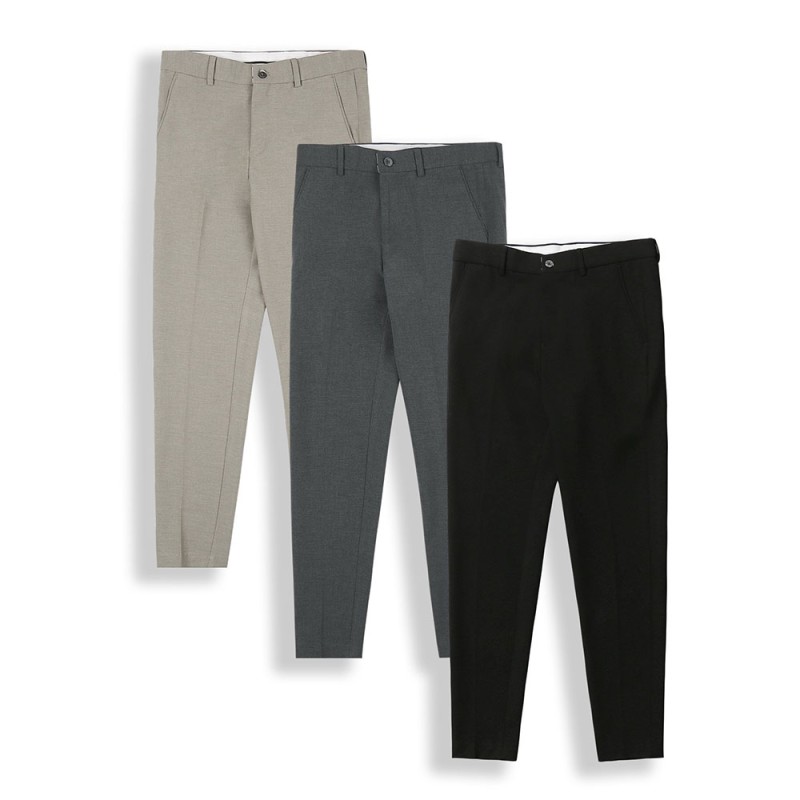Quần Âu Dài 100% Cotton Form Fitted Màu Apricot