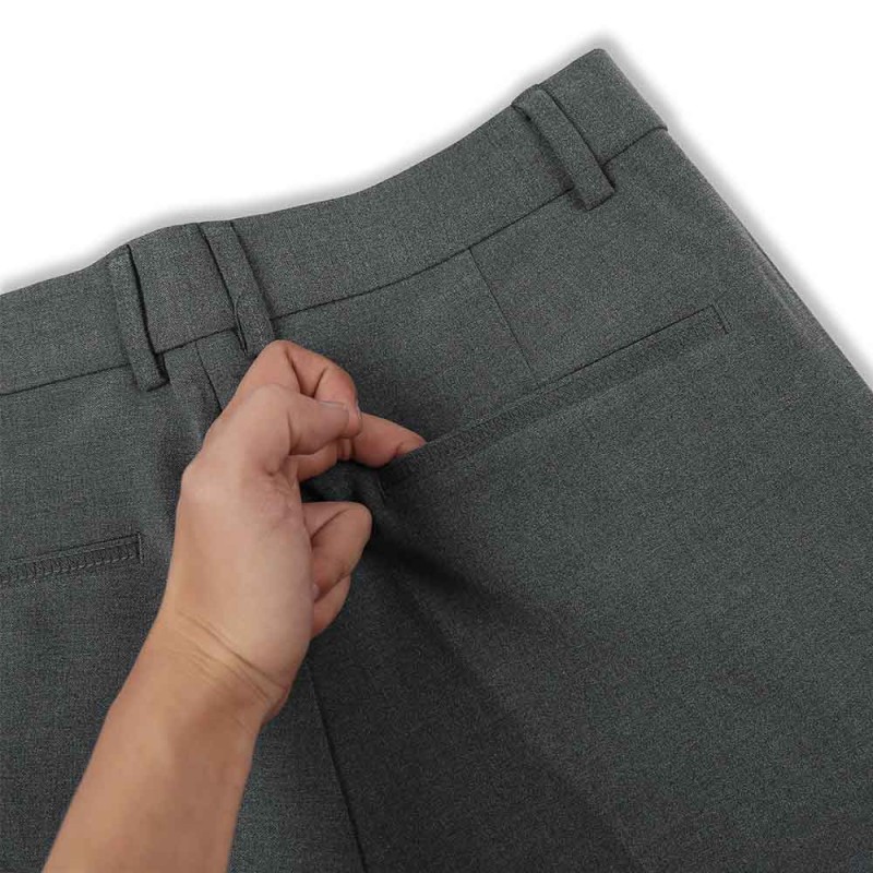 Quần Âu Dài 100% Cotton Form Fitted Màu Xám