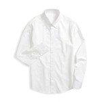 Áo Sơ Mi Tay Dài Cotton Lụa Fitted Màu Trắng AKB01M0029