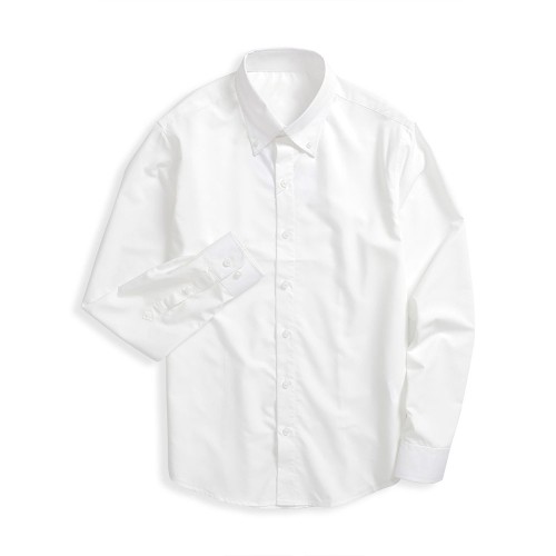 Áo Sơ Mi Tay Dài Cotton Lụa Fitted Màu Trắng AKB01M0029