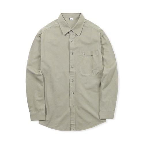 Áo Sơ Mi Dài Tay Form Regular 100% Cotton Màu Rêu AKB02M0819