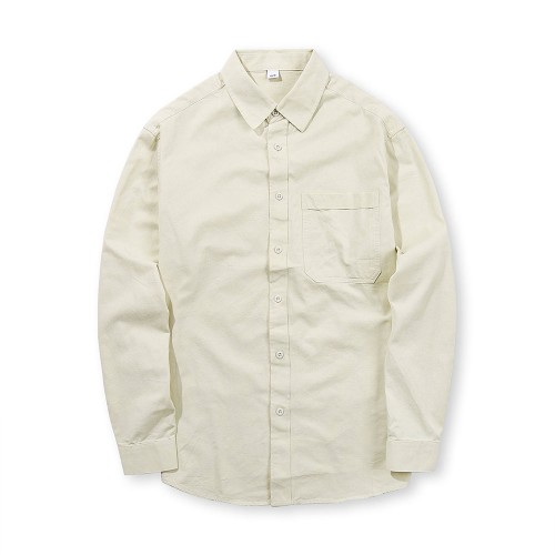 Áo Sơ Mi Dài Tay Form Regular 100% Cotton Màu Kem AKB02M0819