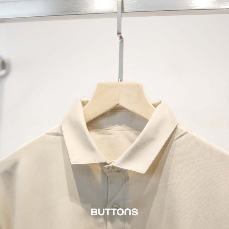 Áo Sơ Mi Polo Chui Đầu Cotton Form Relax Fit Cao Cấp Màu Beige