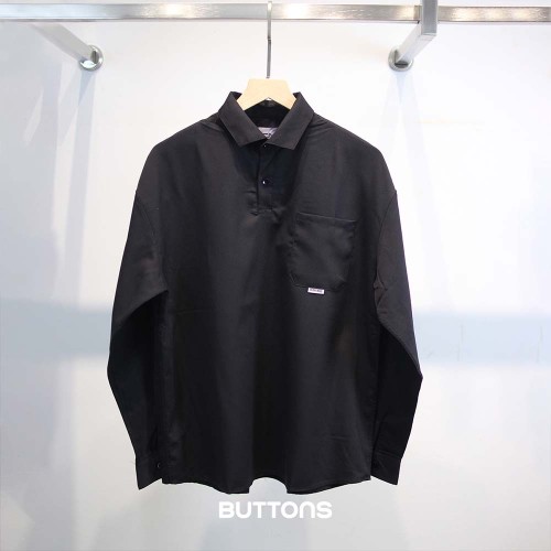 Áo Sơ Mi Polo Chui Đầu Relax Fit Cao Cấp Màu Đen Form Fitted