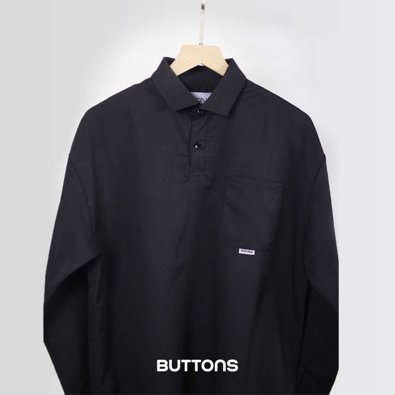 Áo Sơ Mi Polo Chui Đầu Relax Fit Cao Cấp Màu Đen Form Fitted