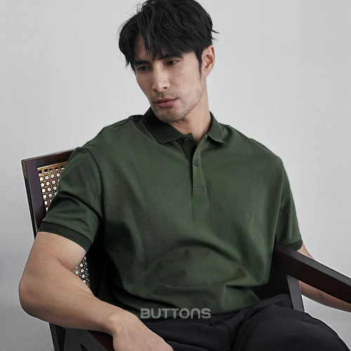 Áo Polo Tối Giản SIMPLICITY Vải CottonPoly Co Giãn Kiểu dáng Lịch Lãm,Sang Trọng Màu Xanh Rêu Version2