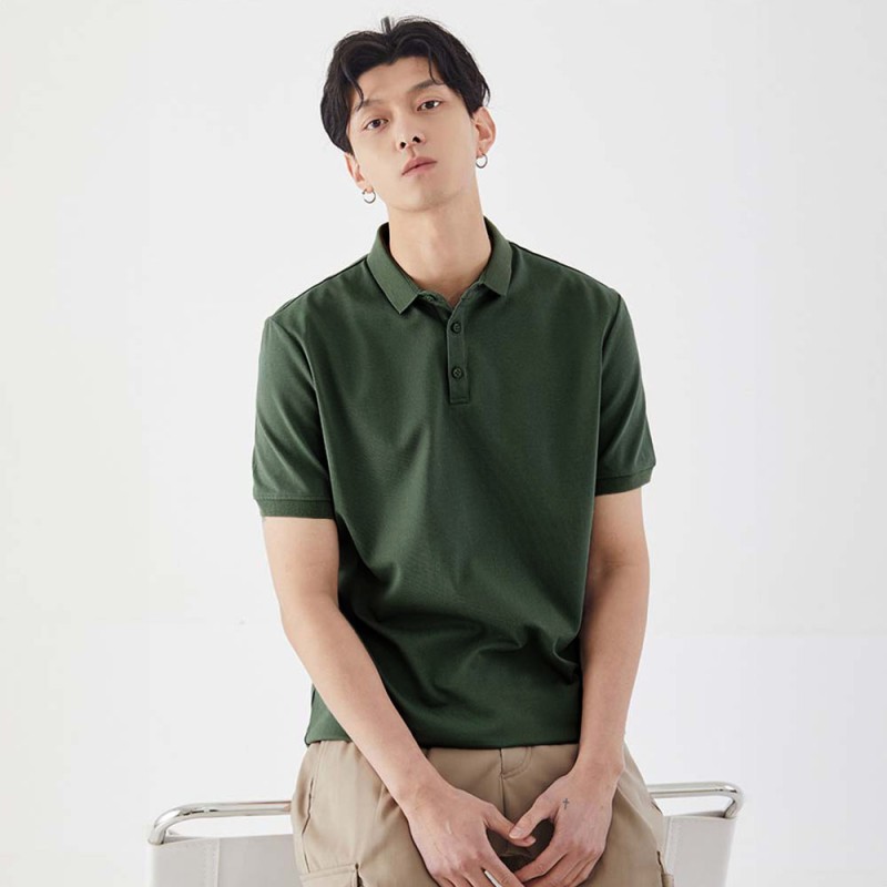 Áo Polo Tối Giản SIMPLICITY Vải CottonSpandex Co Giãn Kiểu dáng Lịch Lãm,Sang Trọng Màu Xanh Rêu
