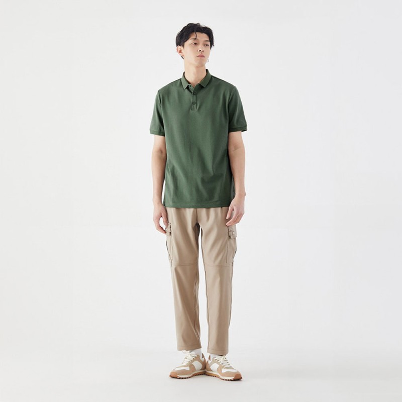 Áo Polo Tối Giản SIMPLICITY Vải CottonSpandex Co Giãn Kiểu dáng Lịch Lãm,Sang Trọng Màu Xanh Rêu
