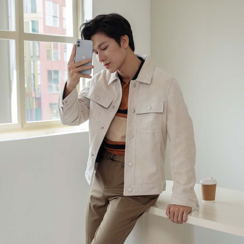 Áo Khoác Dài Tay Chất Liệu Da Form Fitted Cao Cấp AKB_02C0551
